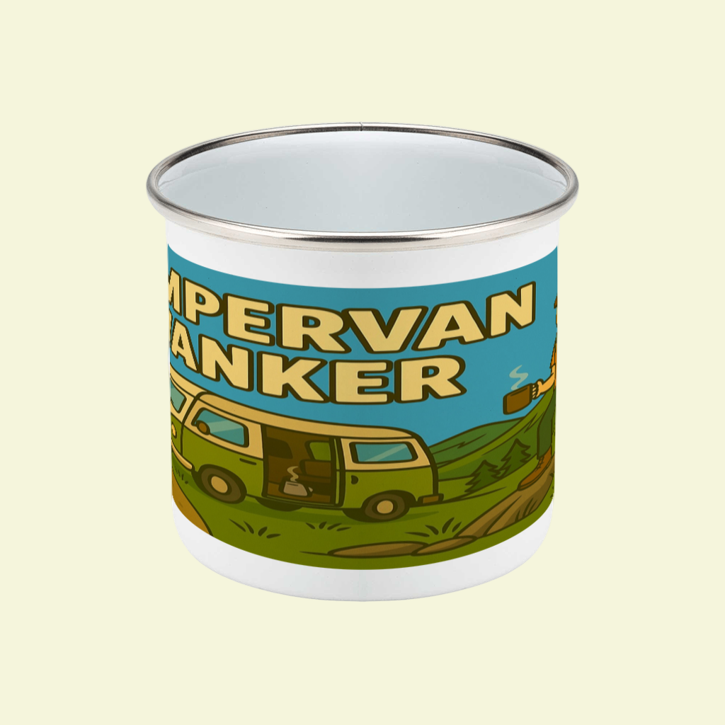 Campervan Wanker Enamel Mug – Funny Camping Gift for Her | Vanlife Mug