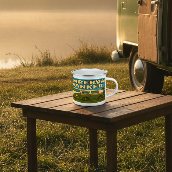 Enamel Mug 12oz – Campervan Wanker for Him | Camping & Vanlife Gift