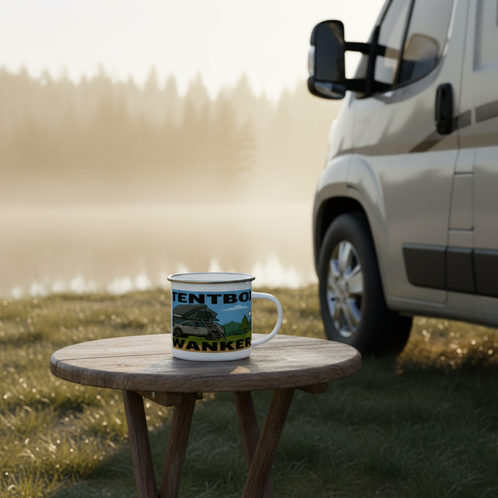 Enamel Mug 12oz – Tentbox Wanker for Him | Camping & Van Life Gift