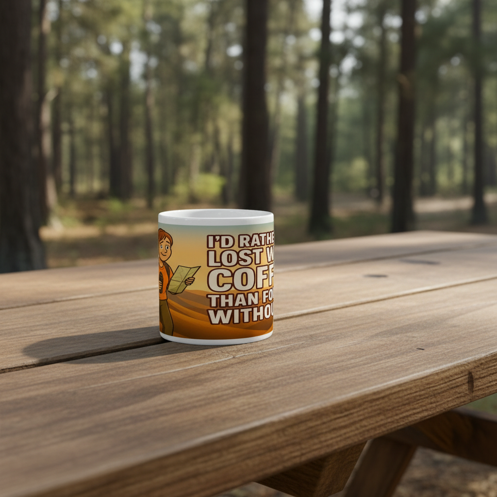 Ceramic Mug 11oz – I’d Rather Be Lost With Coffee for Her | Hiking Gift