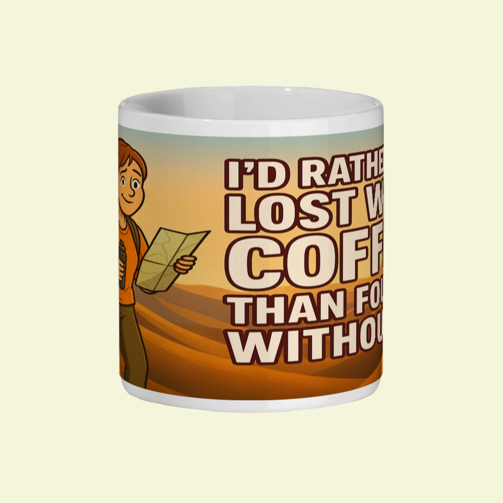 Ceramic Mug 11oz – I’d Rather Be Lost With Coffee for Her | Hiking Gift