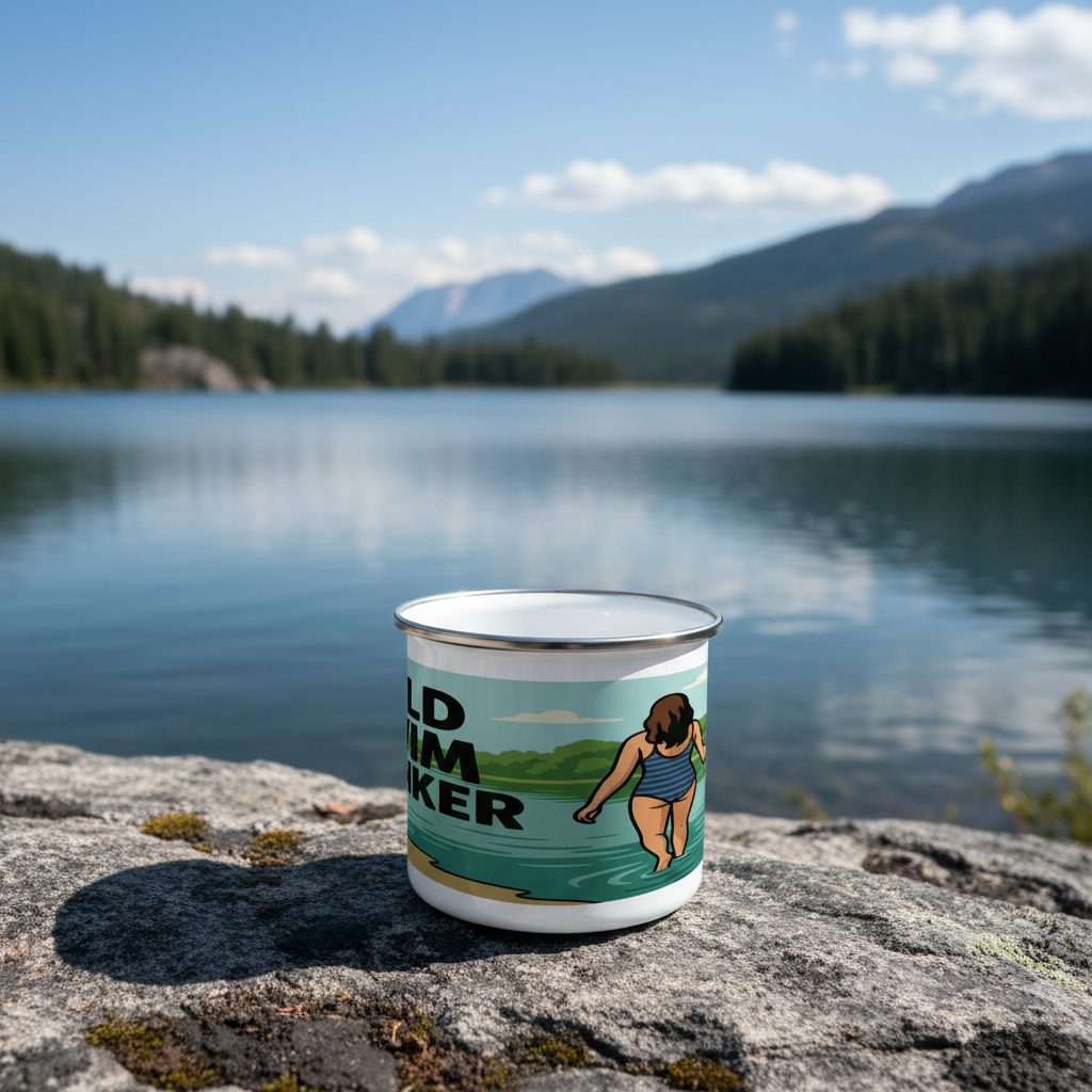 Enamel Mug 12oz – Wild Swim Wanker for Her | Outdoor Swim Gift