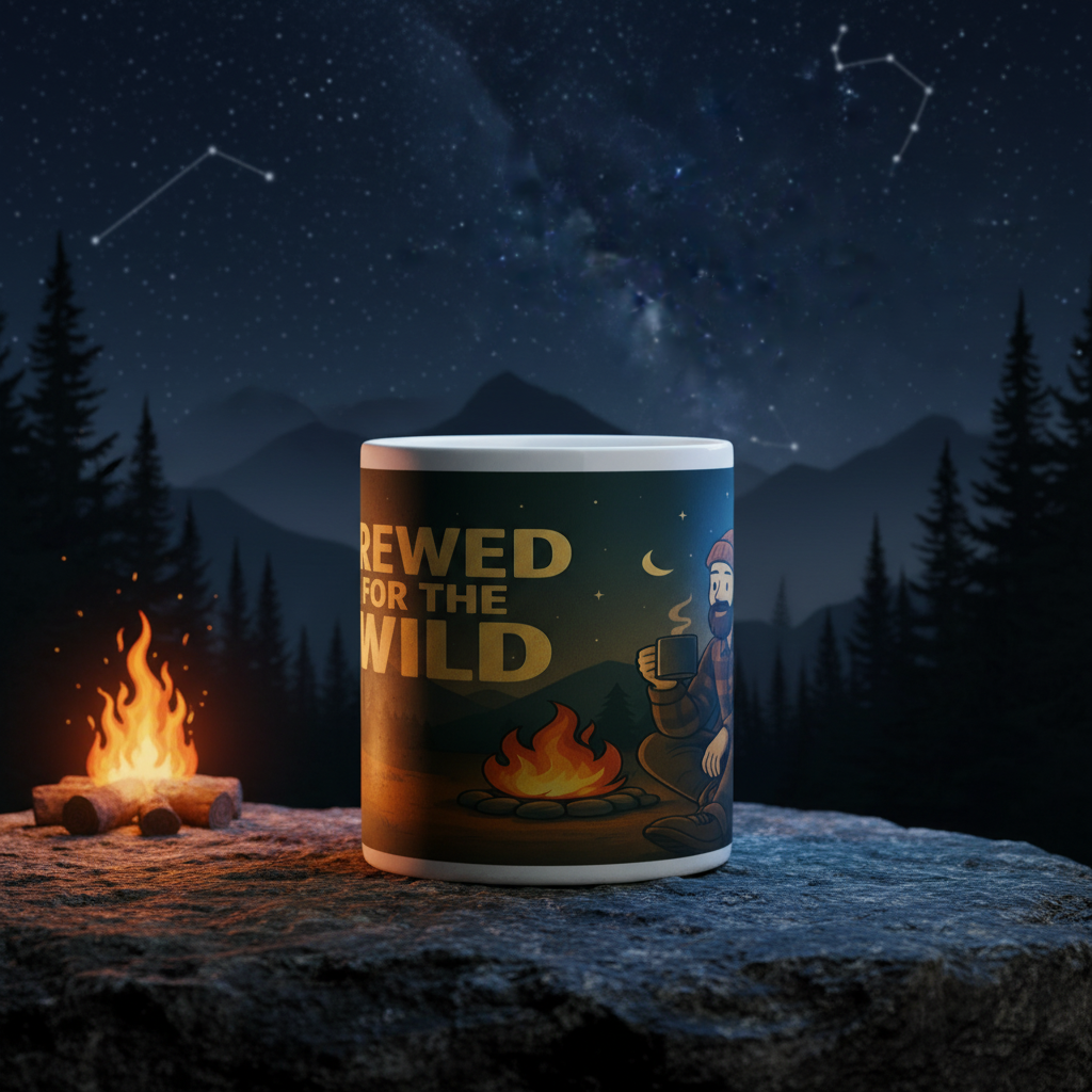 Ceramic Mug 11oz – Brewed for the Wild Night for Him | Funny Hiking Gift