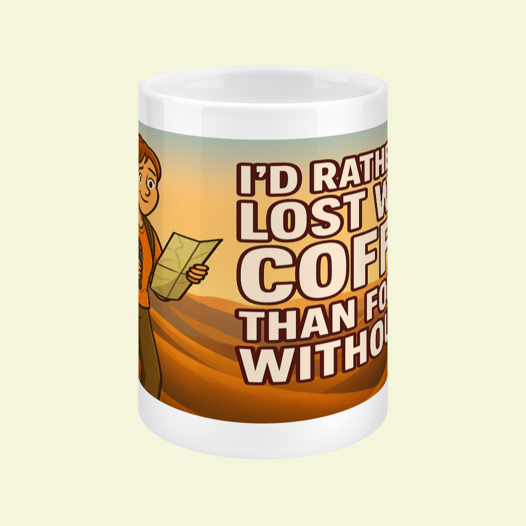 Ceramic Mug 15oz – I’d Rather Be Lost With Coffee for Her | Hiking Gift