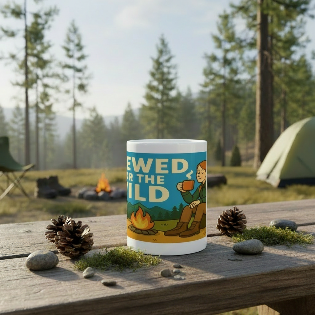 Ceramic Mug 15oz – Brewed for the Wild for Her | Funny Hiking Gift