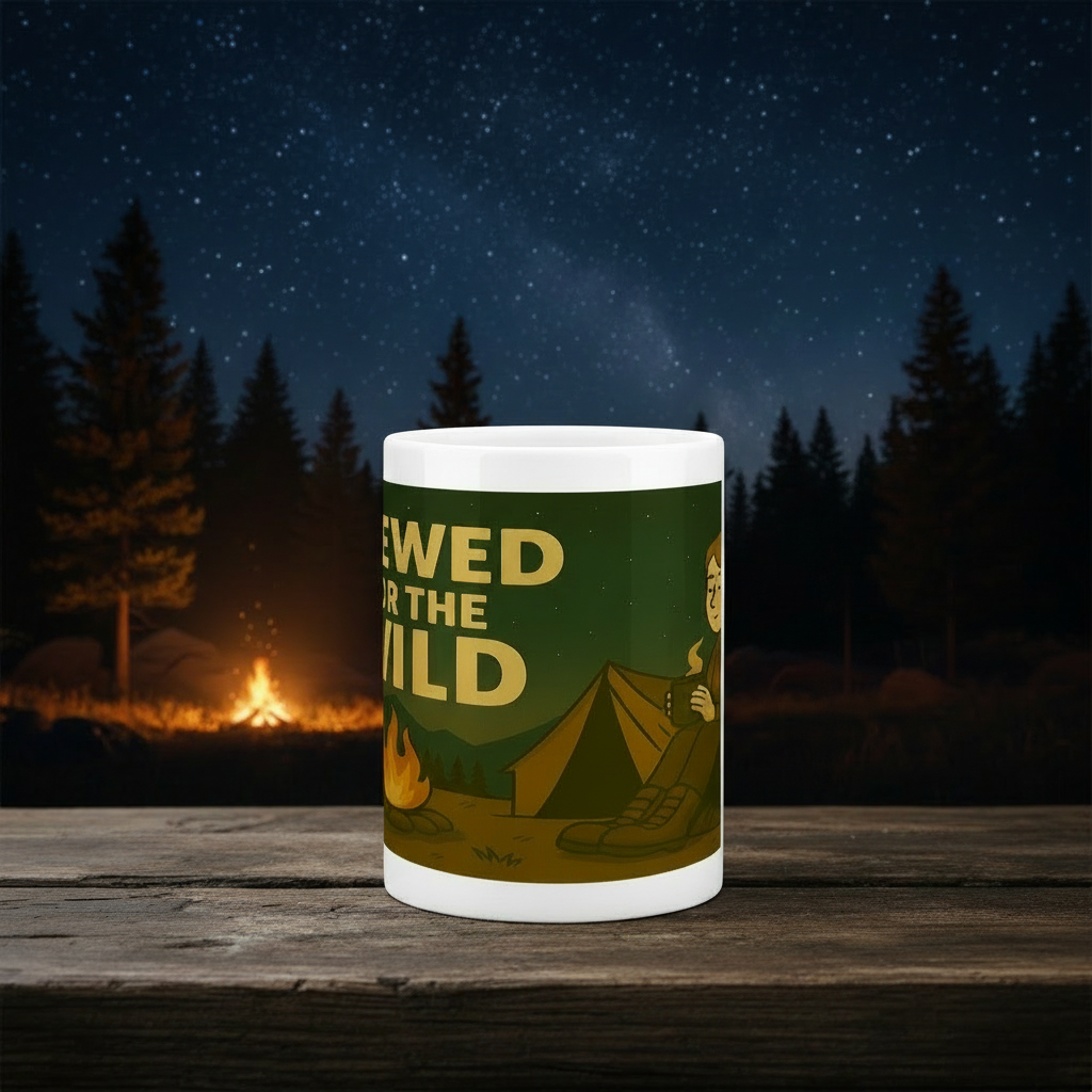 Ceramic Mug 15oz – Brewed for the Wild Night for Her | Funny Hiking Gift