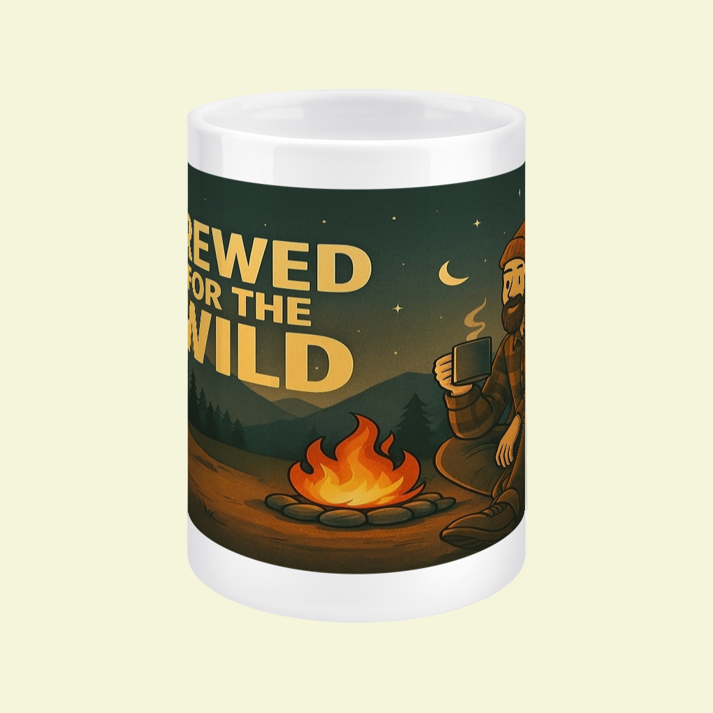 Ceramic Mug 15oz – Brewed for the Wild Night for Him | Funny Hiking Gift