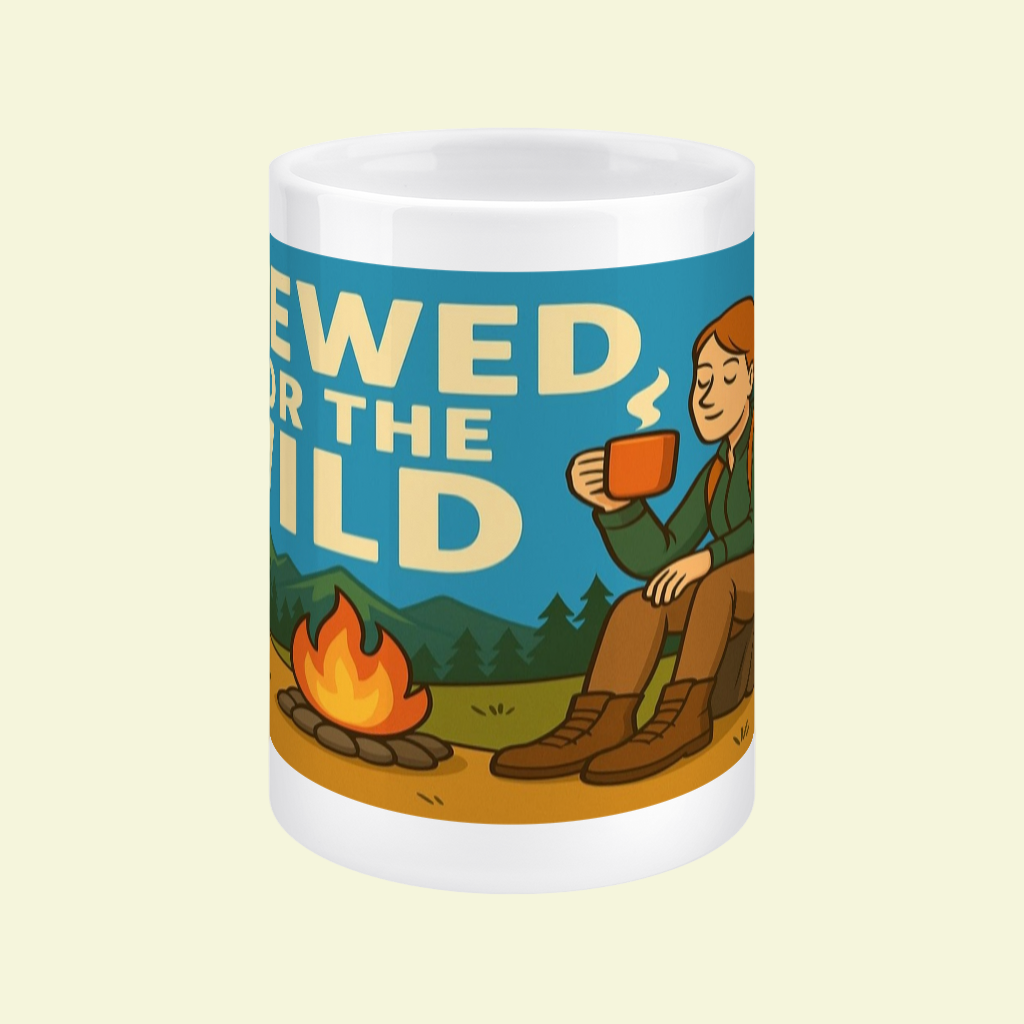 Ceramic Mug 15oz – Brewed for the Wild for Her | Funny Hiking Gift