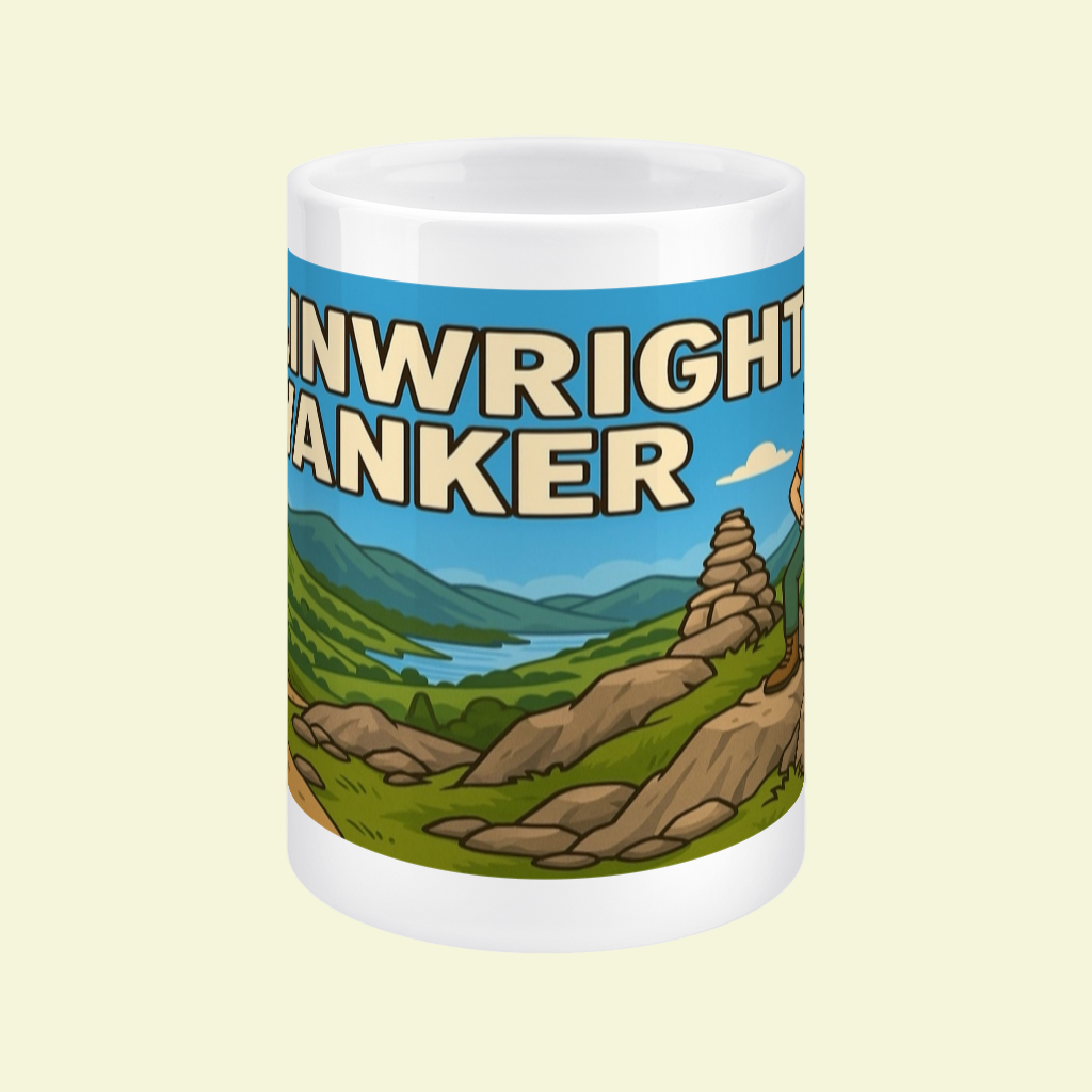 Wainwright Wanker Mug for Her – Funny Lake District Hiking Gift | 15oz Ceramic Mug
