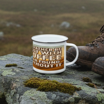 Enamel Mug 12oz – I’d Rather Be Lost With Coffee for Her | Hiking Gift