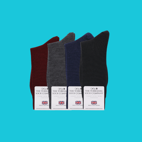 British-made Duchy Merino Socks 4 pair dark gift set with soft, durable merino wool blend