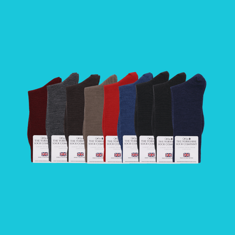 Duchy Everyday Merino Socks 9 pair mixed color gift set made in Yorkshire, soft breathable wool blend for outdoor wear