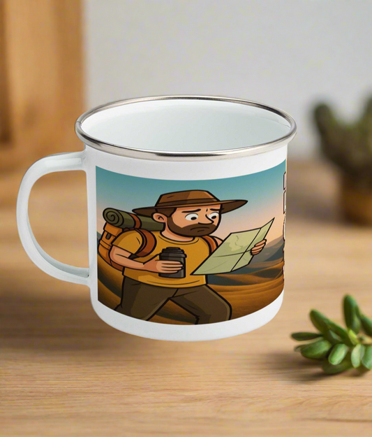 I'd Rather be Lost With Coffee Than Found Without It - Funny Enamel Camping Mug for Him