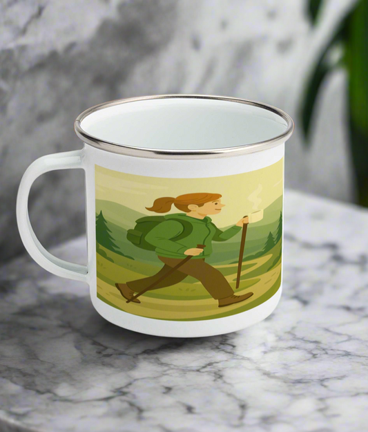 I Hike Better After Coffee - Funny Enamel Camping Mug for Her