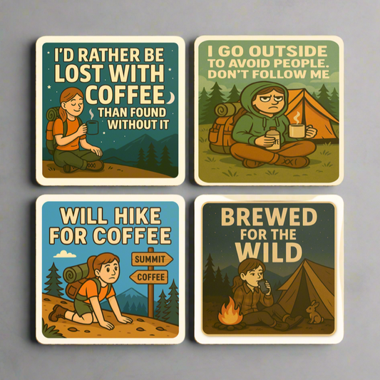 Funny brew-themed coaster set for women - outdoors gift