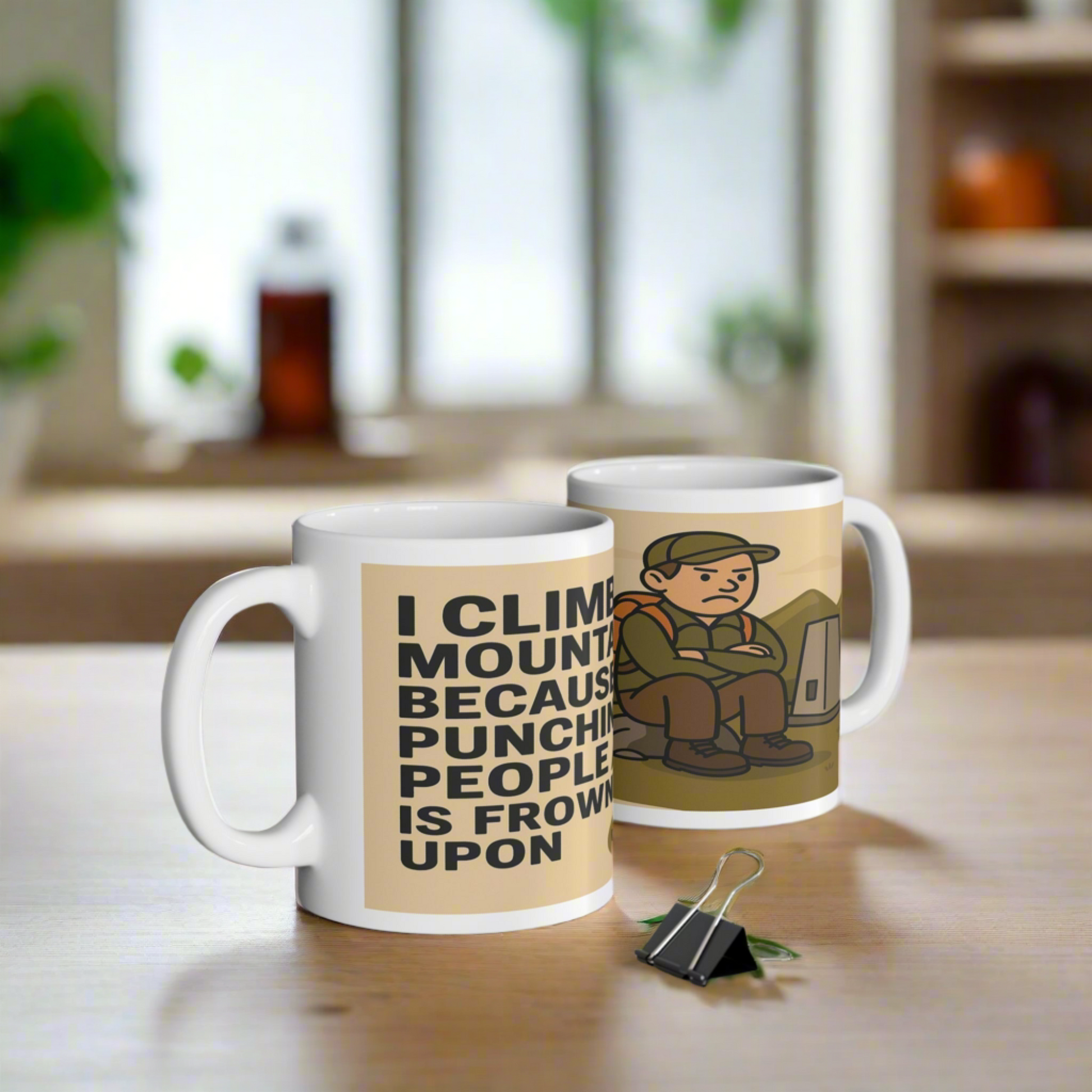 I Climb Mountains ceramic mug for him - The Obese Hiker