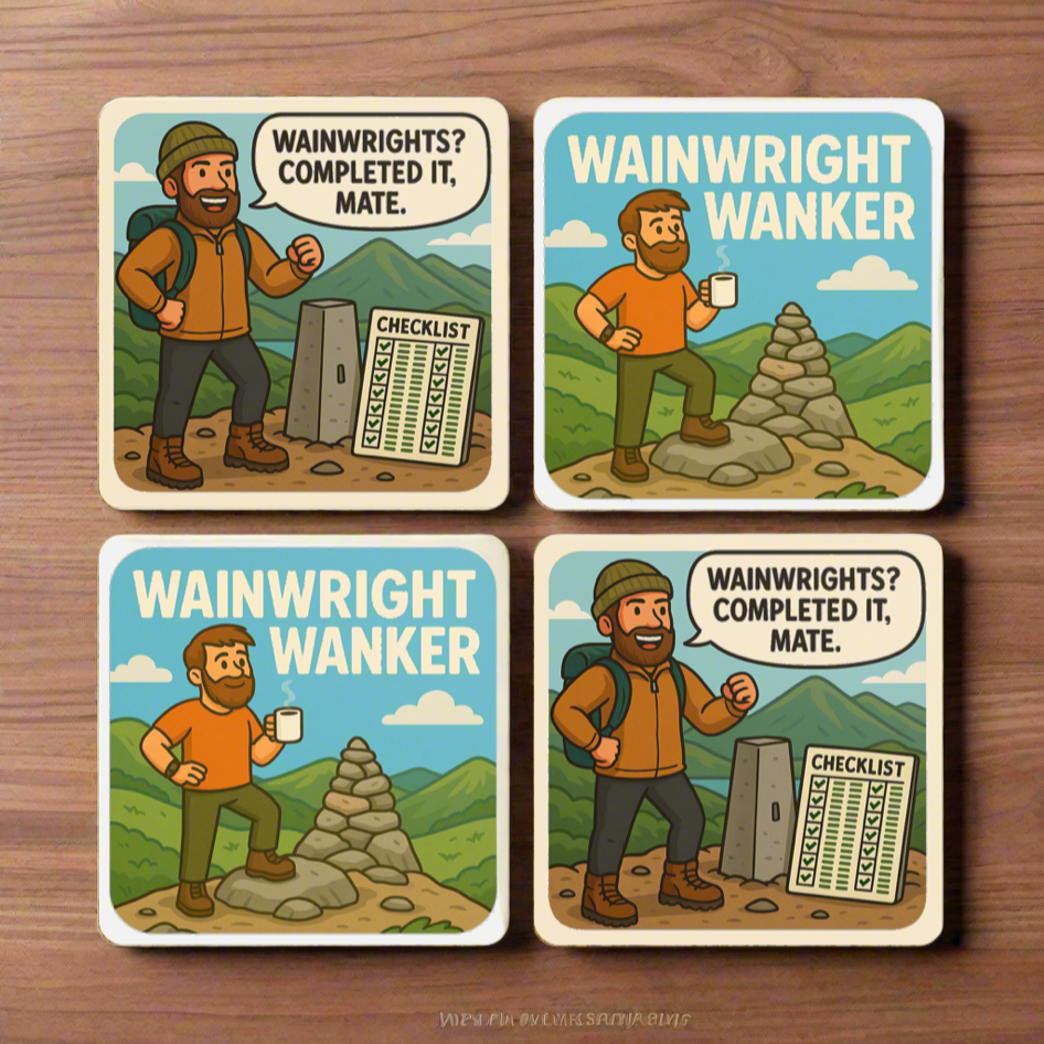Novelty coaster for Lake District guys who bag Wainwrights - Wainwright Wanker