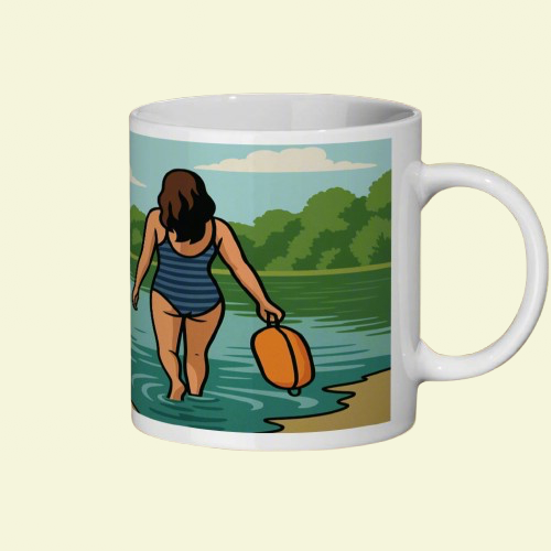 Wild Swim Wanker Ceramic Mug for Her – Funny Cold Water Swimming Gift