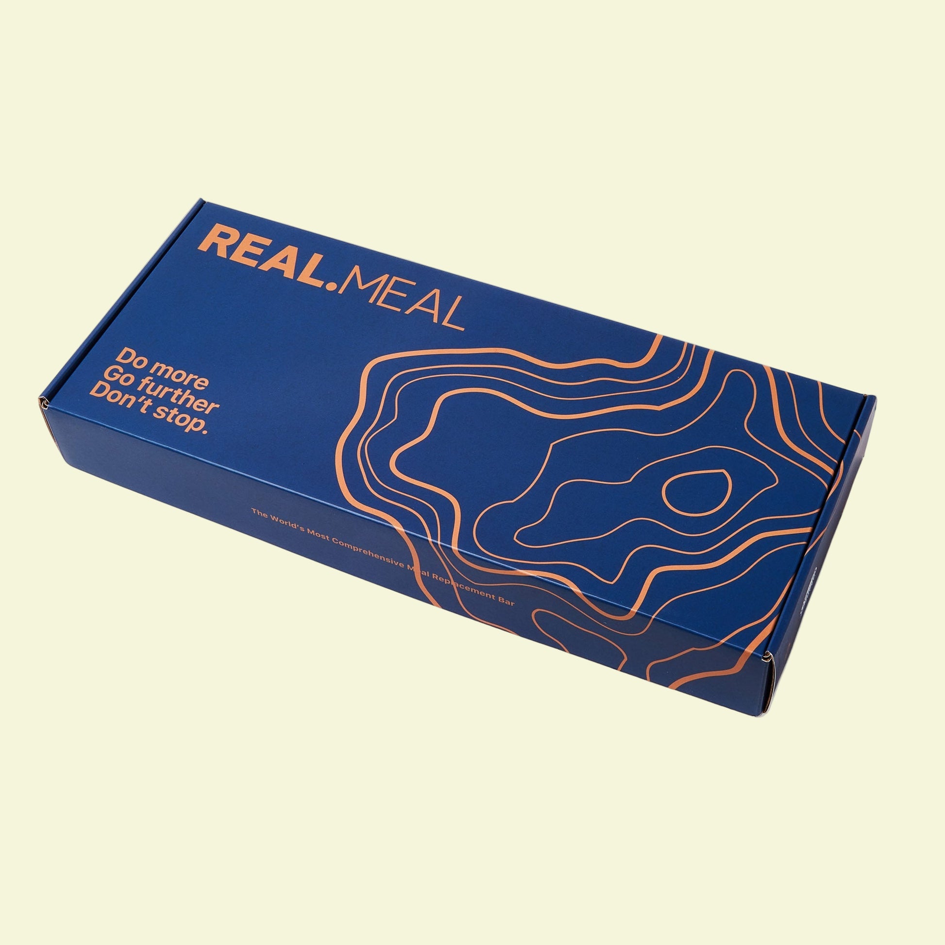 Blue box with orange text and design on a white background