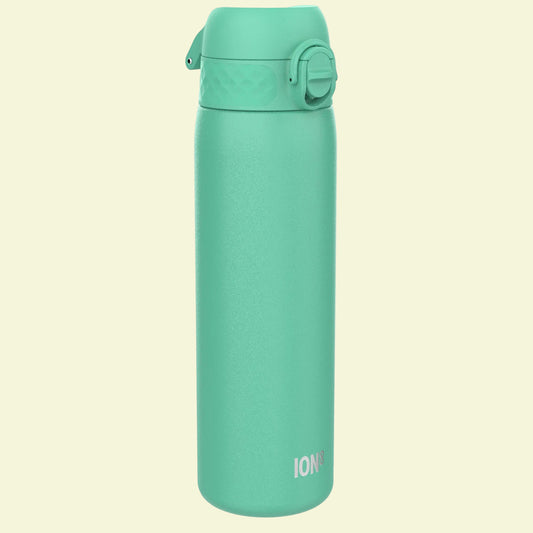 Green insulated bottle with 'ION' branding on a white background