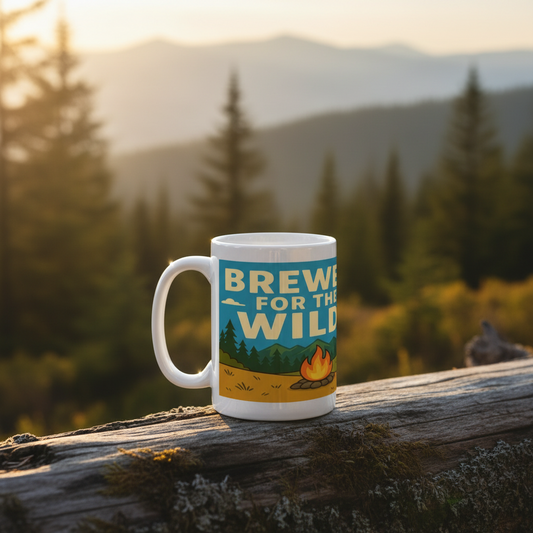 Ceramic Mug 15oz – Brewed for the Wild for Her | Funny Hiking Gift