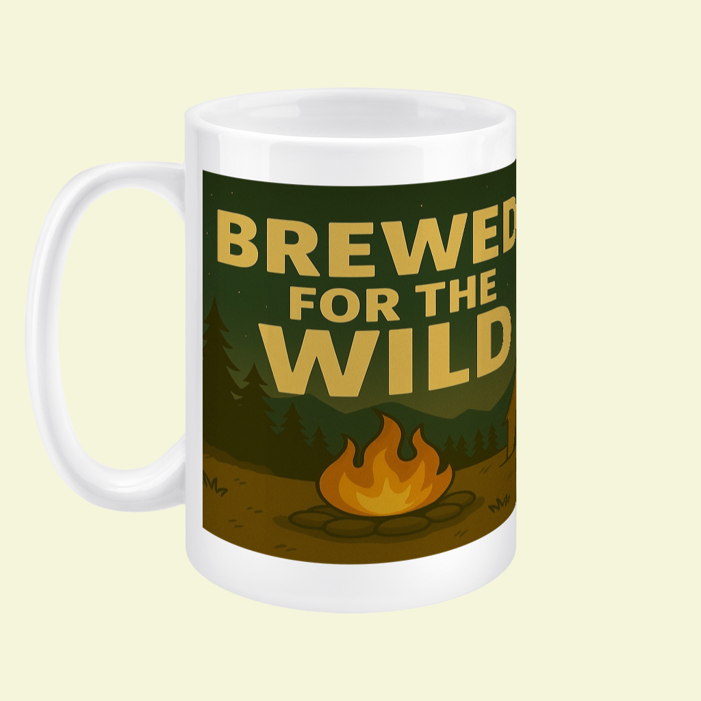 Ceramic Mug 15oz – Brewed for the Wild Night for Her | Funny Hiking Gift