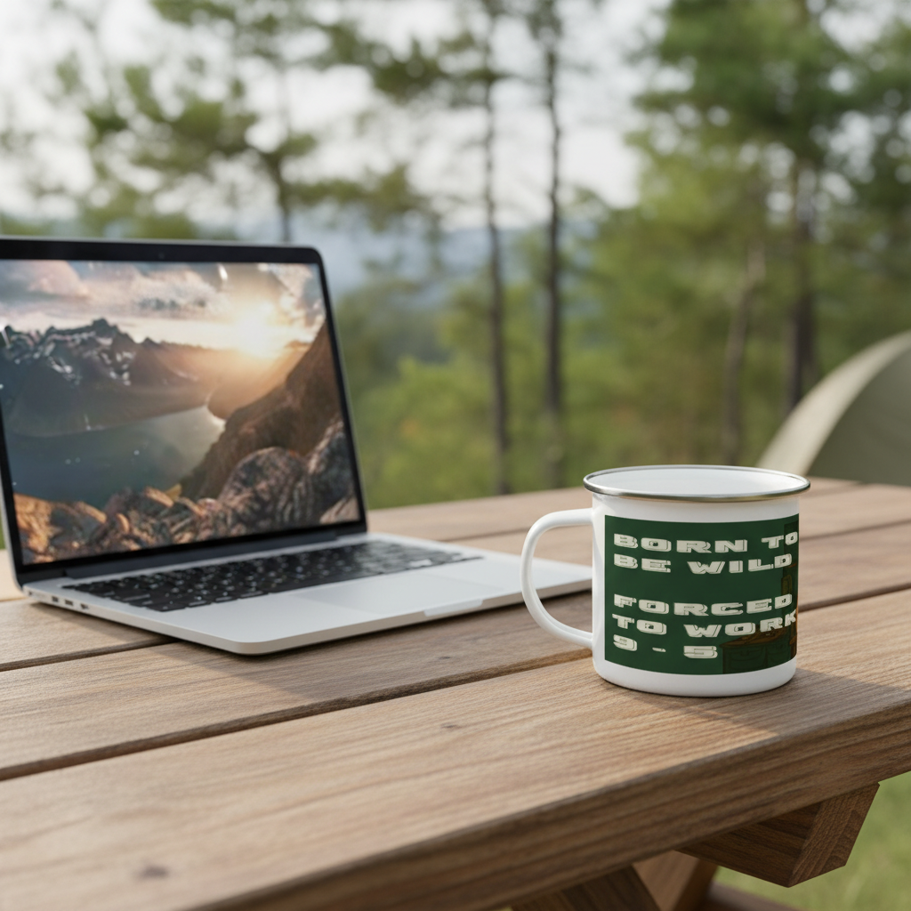 Enamel Mug 12oz – Born to Be Wild for Her | Funny Work & Outdoor Gift