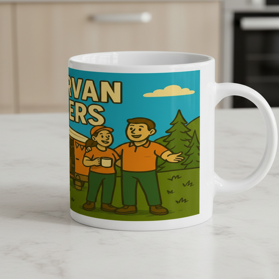 campervan wankers mug on a worktop