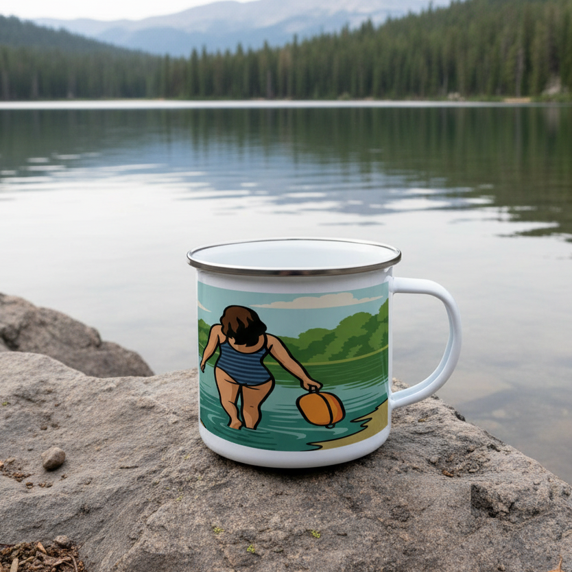 Enamel Mug 12oz – Wild Swim Wanker for Her | Outdoor Swim Gift