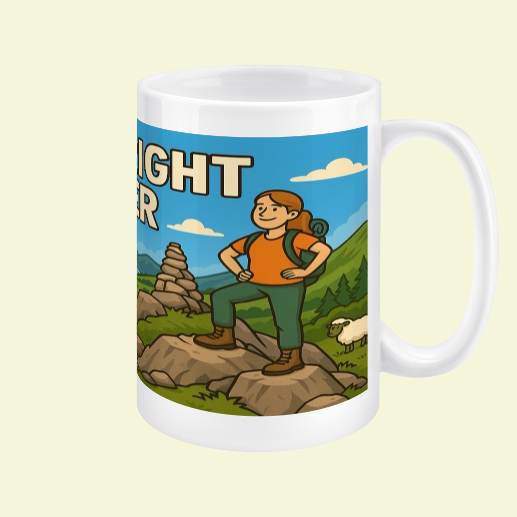 Wainwright Wanker Mug for Her – Funny Lake District Hiking Gift | 15oz Ceramic Mug