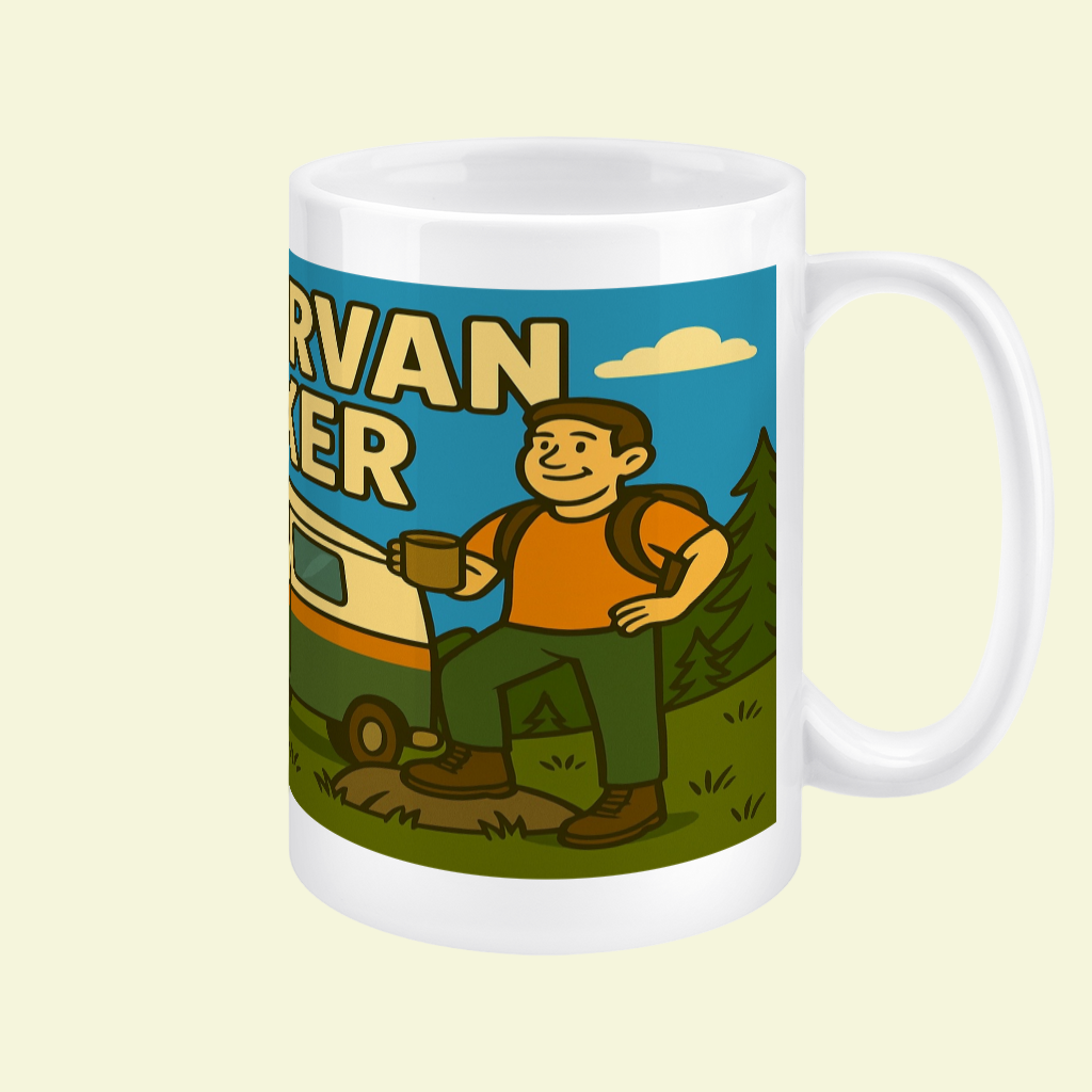 Ceramic Mug 15oz – Campervan Wanker for Him | Funny Camping Gift