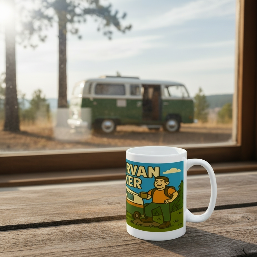 Ceramic Mug 15oz – Campervan Wanker for Him | Funny Camping Gift
