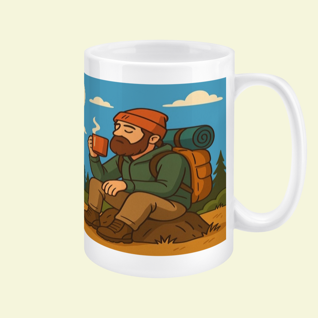 Ceramic Mug 15oz – Brewed for the Wild for Him | Funny Hiking Gift
