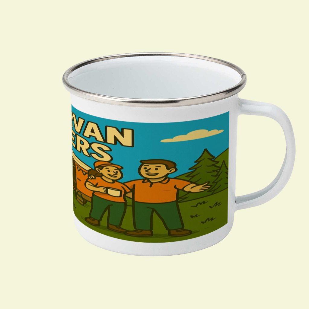 Campervan Wankers Enamel Mug Set – Funny Camping Gift for Couples | Vanlife Mugs
