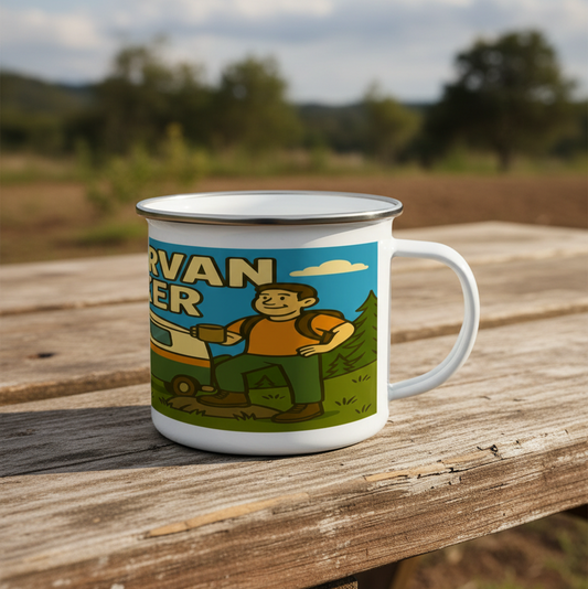 Campervan Wanker Enamel Mug – Funny Camping Gift for Him | Vanlife Mug