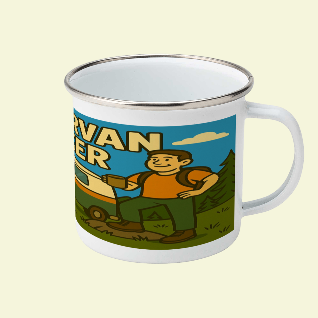 Enamel Mug 12oz – Campervan Wanker for Him | Camping & Vanlife Gift