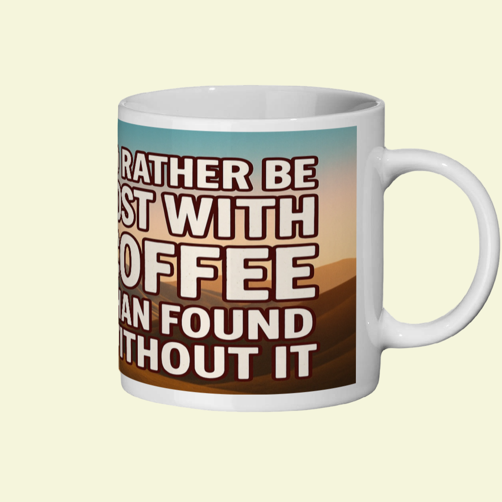 Ceramic Mug 11oz – I’d Rather Be Lost With Coffee for Him | Hiking Gift