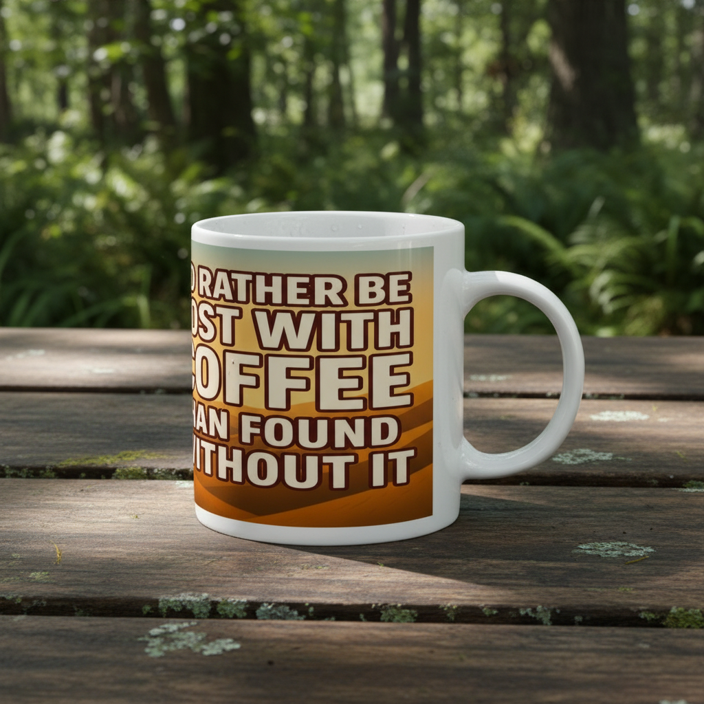 Ceramic Mug 11oz – I’d Rather Be Lost With Coffee for Her | Hiking Gift