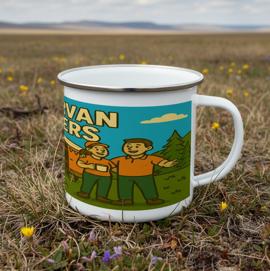 Campervan Wankers Enamel Mug Set – Funny Camping Gift for Couples | Vanlife Mugs
