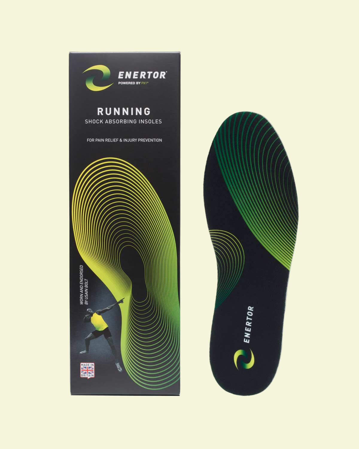 Evertor running insole with packaging on a white background