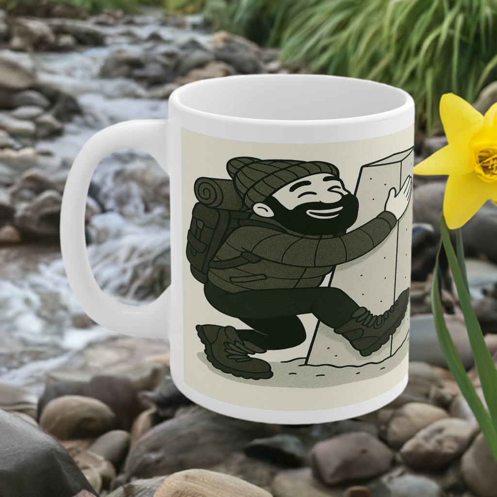 Ceramic hiking mug for him - Trig Bagger design
