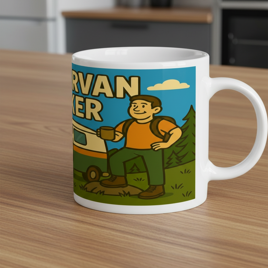 Campervan Wanker Mug – Funny Camping Gift for Him | Ceramic Coffee Mug