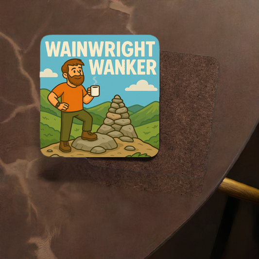 Funny Wainwright Wanker coaster for men - Lake District hiking gift