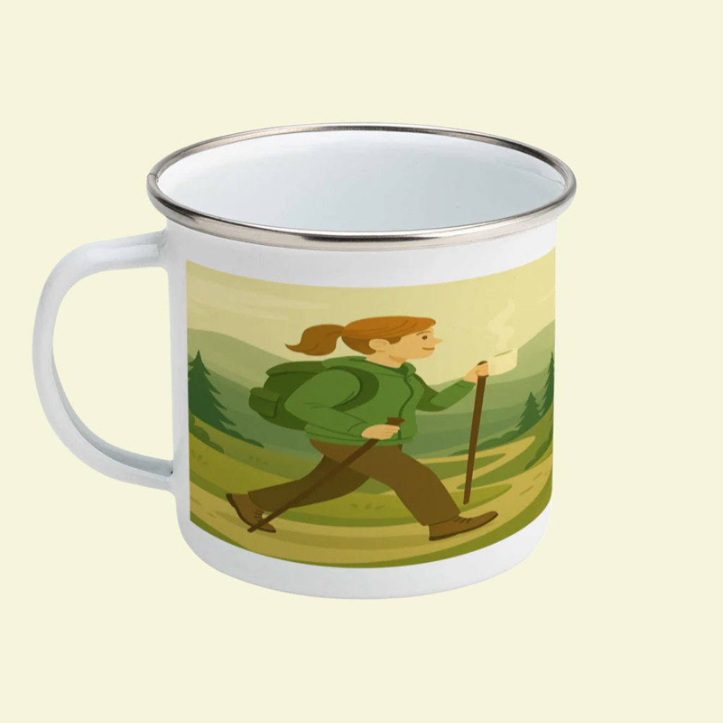 Funny I Hike Better After Coffee enamel mug for women - hiking gift