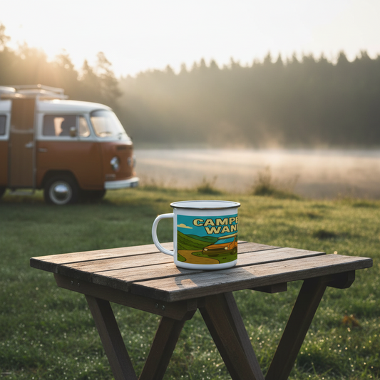 Enamel Mug Set 12oz – Campervan Wankers for Couples | Camping Gift