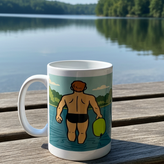 Wild Swim Wanker Mug – Funny Outdoor Swimming Gift for Him | 15oz Ceramic Mug