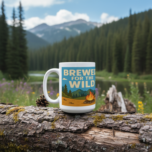 Ceramic Mug 15oz – Brewed for the Wild for Him | Funny Hiking Gift