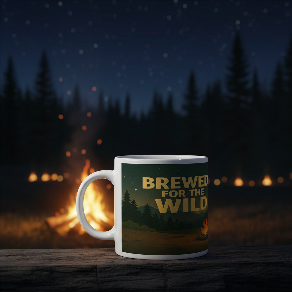 Ceramic Mug 11oz – Brewed for the Wild Night for Him | Funny Hiking Gift