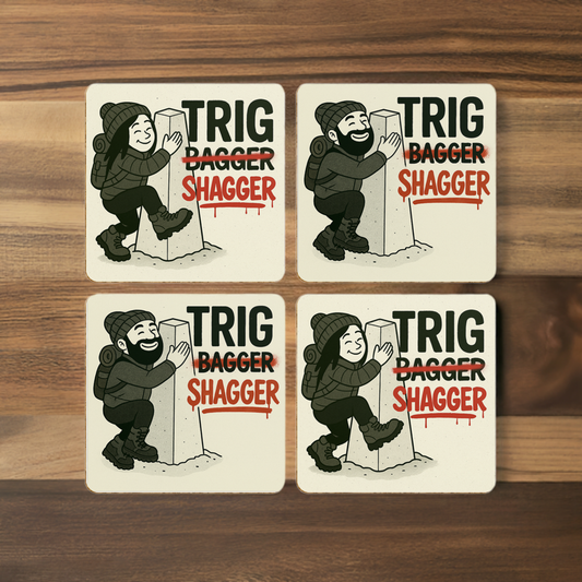 Sarcastic coaster pack for trig bagging couples - The Obese Hiker