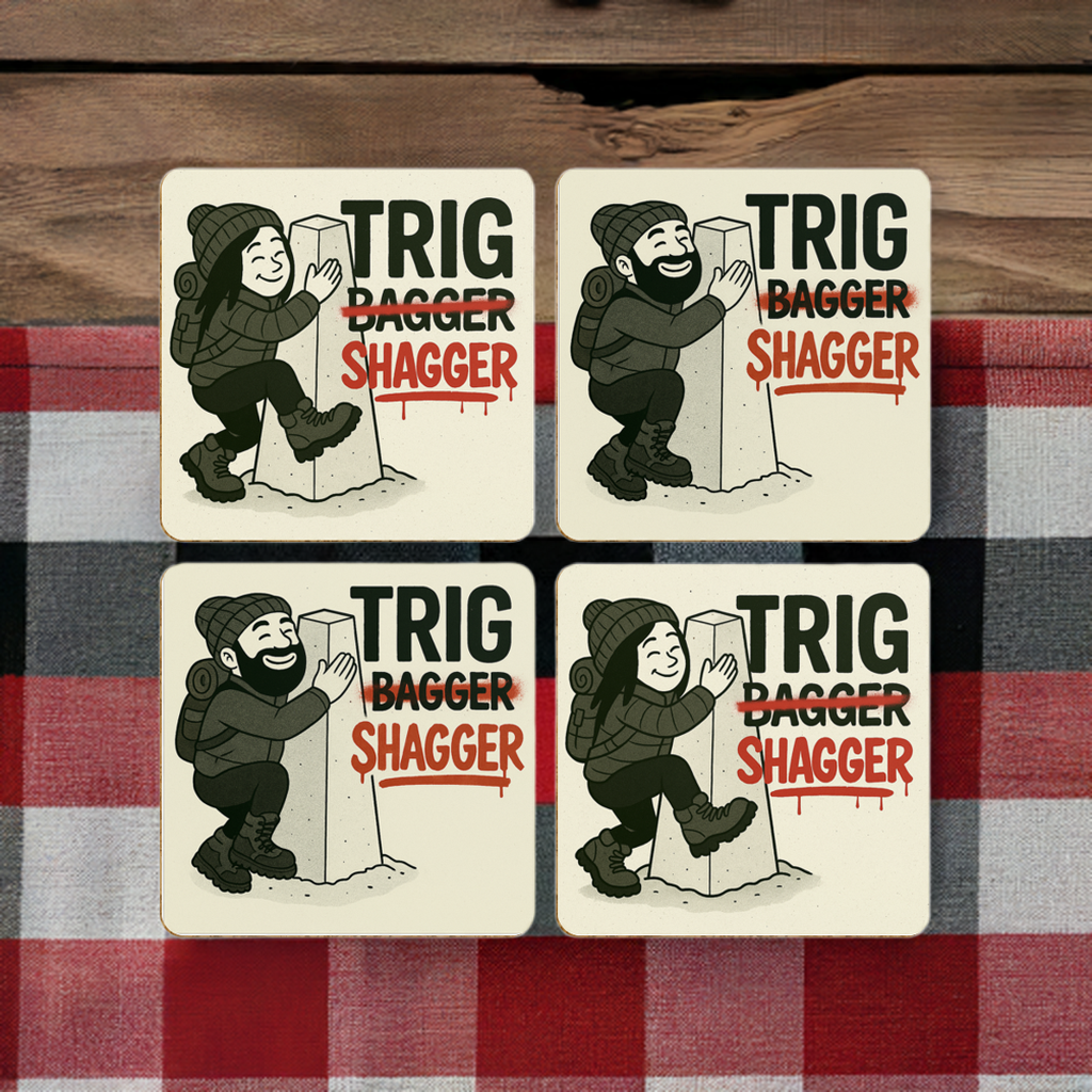 Trig Bagger drinks coasters for him and her - outdoors theme